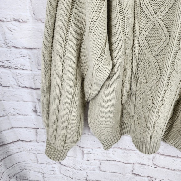 Fisherman Sweater Mens XL Chuky Cable Knit Cozy Classic Cream Ribbed Acrylic - Picture 3 of 8